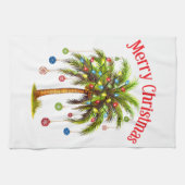 Frohe Weihnachtspalme Tree Light Hawaiian Tropical Geschirrtuch (Horizontal)
