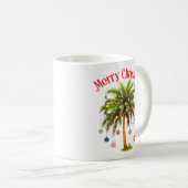 Frohe Weihnachtspalme Tree Light Hawaiian Tropical Kaffeetasse (VorderseiteRechts)