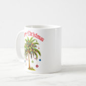 Frohe Weihnachtspalme Tree Light Hawaiian Tropical Kaffeetasse (Vorderseite Links)