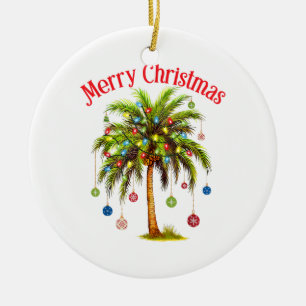 Frohe Weihnachtspalme Tree Light Hawaiian Tropical Keramik Ornament