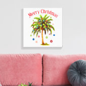 Frohe Weihnachtspalme Tree Light Hawaiian Tropical Leinwanddruck (Insitu (Wohnzimmer))