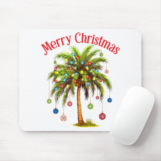 Frohe Weihnachtspalme Tree Light Hawaiian Tropical Mousepad (Mit Mouse)