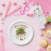 Frohe Weihnachtspalme Tree Light Hawaiian Tropical Pappteller (Party)