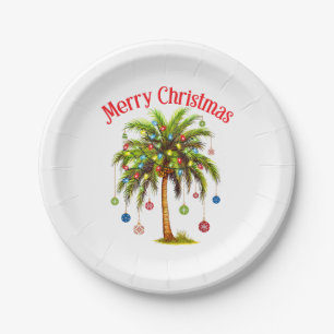Frohe Weihnachtspalme Tree Light Hawaiian Tropical Pappteller