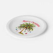 Frohe Weihnachtspalme Tree Light Hawaiian Tropical Pappteller (Schrägansicht)