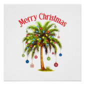 Frohe Weihnachtspalme Tree Light Hawaiian Tropical Poster (Vorderseite)