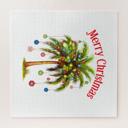 Frohe Weihnachtspalme Tree Light Hawaiian Tropical Puzzle (Horizontal)