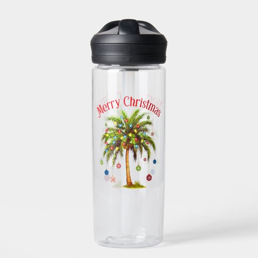 Frohe Weihnachtspalme Tree Light Hawaiian Tropical Trinkflasche (Vorderseite)