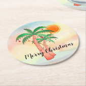 Frohe Weihnachtspalme Trees Warwecolor Runder Pappuntersetzer (Angewinkelt)