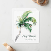 Frohe Weihnachtspalme Tropenküste Mitteilungskarte (Vorderseite/Rückseite Beispiel)