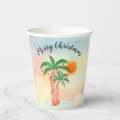 Frohe Weihnachtspalmen Pappbecher (Vorderseite)