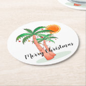 Frohe Weihnachtspalmen Runder Pappuntersetzer (Angewinkelt)