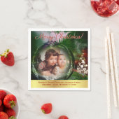 Frohe Weihnachtspass Bauble Ornament Bild Rahmen Serviette (Beispiel)