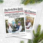 Frohe Weihnachtspass Nordpol Zwei Foto News Feiertagskarte<br><div class="desc">Extra Extra lesen Sie alles darüber. Die North Pole Times bringt euch die neuesten und beststen Artikel aus dem Nordpol, Grüße an alle mit dieser liebenswerten und lustigen Art, frohe Weihnachten und glückliche Feiertage zu senden. Dieses Design erlaubt es Ihnen, so viel zu Ihrer Grußkarte hinzuzufügen. Sie können Ihre Lieblingsveranstaltungen...</div>
