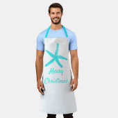 Frohe Weihnachtspastel Aquamarin Blauer Sternenfis Schürze (Getragen)