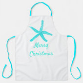Frohe Weihnachtspastel Aquamarin Blauer Sternenfis Schürze (Vorderseite)