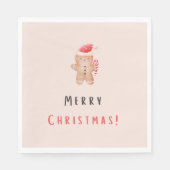 Frohe Weihnachtspastel Pink Gingerbread Serviette (Vorderseite)