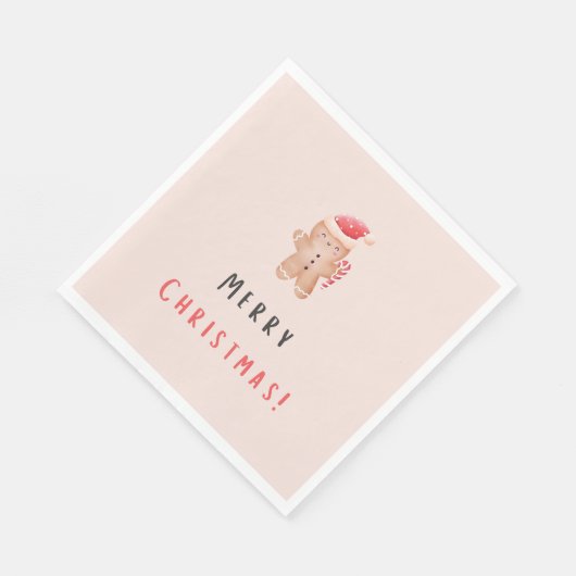 Frohe Weihnachtspastel Pink Gingerbread Serviette (Ecke)