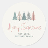 Frohe Weihnachtspastel Tree Runder Aufkleber (Vorderseite)