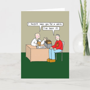 Frohe Weihnachtspatientin in Consultation Cartoon Feiertagskarte