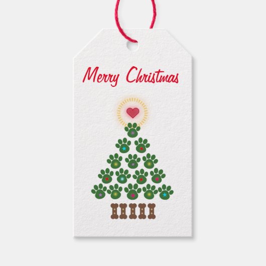 Frohe Weihnachtspaw Print Tree Geschenk-Tag Geschenkanhänger (Vorderseite)