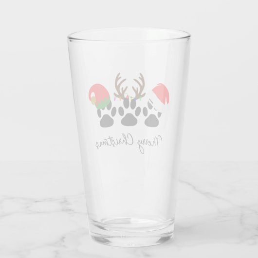 Frohe Weihnachtspaws 16oz Pint Glas (Rückseite)