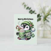 Frohe Weihnachtspenguin anpassbar Feiertagspostkarte (Stehend Vorderseite)