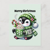 Frohe Weihnachtspenguin anpassbar Feiertagspostkarte (Vorderseite)