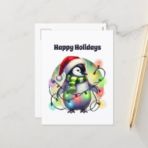 Frohe Weihnachtspenguin anpassbar Feiertagspostkarte