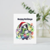 Frohe Weihnachtspenguin anpassbar Feiertagspostkarte (Stehend Vorderseite)