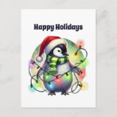 Frohe Weihnachtspenguin anpassbar Feiertagspostkarte (Vorderseite)