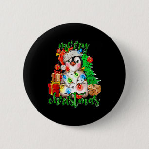 Frohe Weihnachtspenguin Tree Lights Weihnachtsmann Button