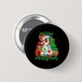 Frohe Weihnachtspenguin Tree Lights Weihnachtsmann Button (Vorne & Hinten)