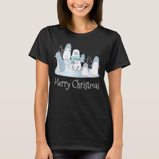 Frohe Weihnachtspenguins Polar Bear Pop Art Chris T-Shirt (Vorderseite)