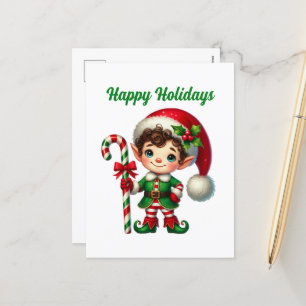 Frohe Weihnachtspfefferminzelf Feiertagspostkarte