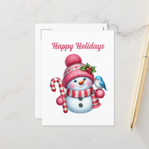 Frohe Weihnachtspfefferminzschneemann Feiertagspostkarte