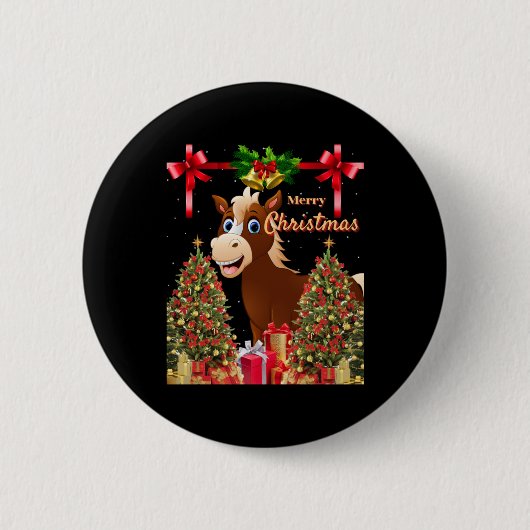 Frohe Weihnachtspferde Button (Vorderseite)