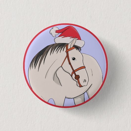 Frohe Weihnachtspferde Button (Vorderseite)