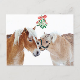 Frohe Weihnachtspferde Mistletoe Equine Niedlich P Feiertagspostkarte