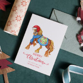 Frohe Weihnachtspferde mit Weihnachtsmannmütze Gru Karte