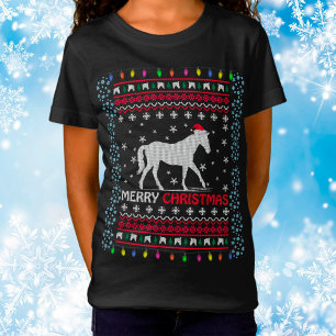 Frohe Weihnachtspferde mit Weihnachtsmannmütze T - T-Shirt