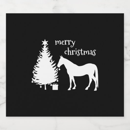Frohe Weihnachtspferde Schaumweinetikett (Einzelnes Label)