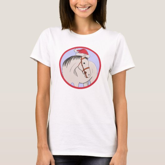 Frohe Weihnachtspferde T-Shirt (Vorderseite)