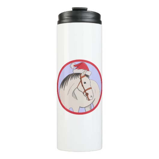 Frohe Weihnachtspferde Thermosbecher (Vorderseite)