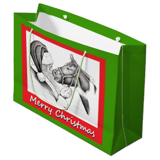 Frohe Weihnachtspferde und Weihnachtsmann Große Geschenktüte