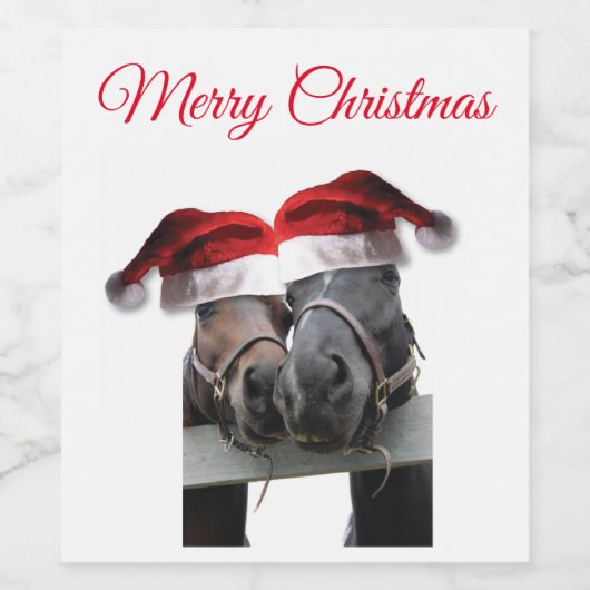 Frohe Weihnachtspferde Weinetikett (Einzelnes Label)