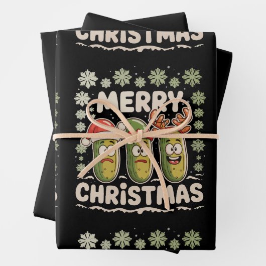 Frohe Weihnachtspickle Lover Xmas Lights Ugly Geschenkpapier Set (Beispiel)