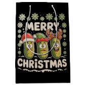 Frohe Weihnachtspickle Lover Xmas Lights Ugly Mittlere Geschenktüte (Vorderseite)