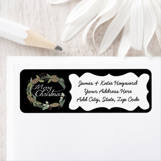 Frohe Weihnachtspine Cones Grüne Adresse Labels (Insitu)