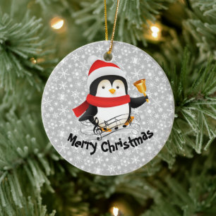 Frohe Weihnachtspinguin Keramik Ornament